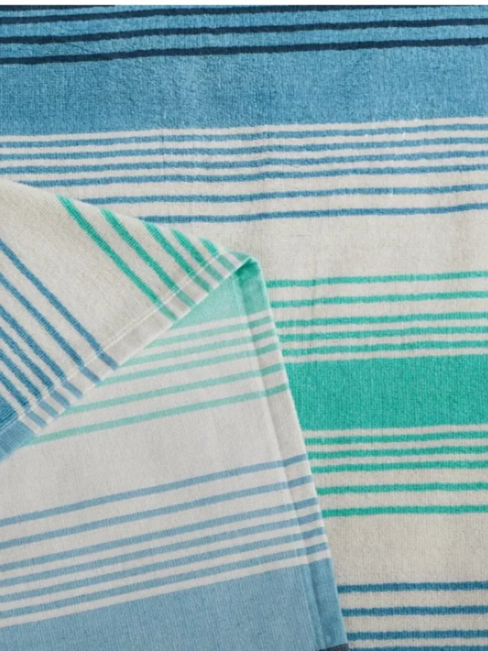 2-in-1 Beach Towel and Tote Bag by Himatsingka | Aqua & Blue Striped |‎ NWT